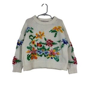Girl’s Amazonias Hand Knit Floral Sweater